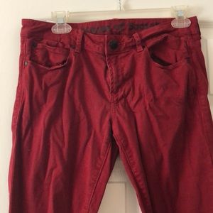 Red skinny jeans